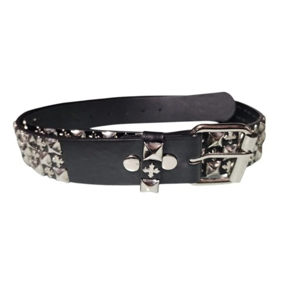 Black Goth Grunge Punk Studded Belt Black Size XL